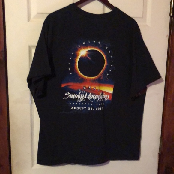 2017 Total Solar Eclipse Great Smoky Mountains National Park Black Tee Mens XXL - Picture 7 of 12